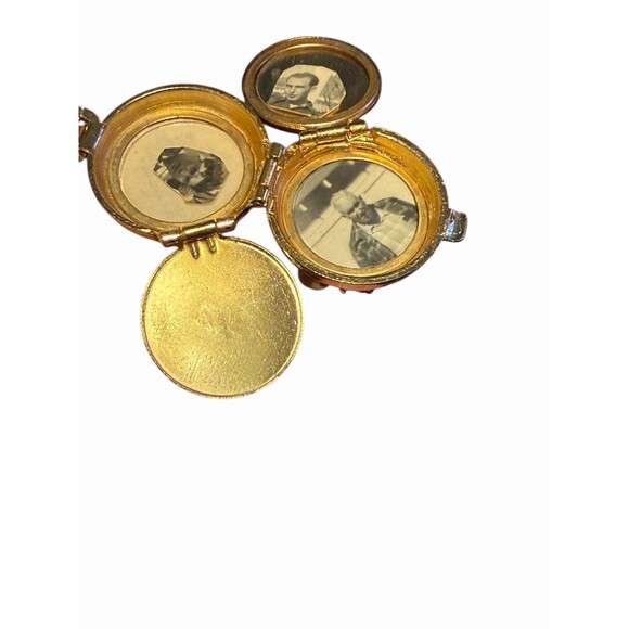 Vintage Coro 4/way Picture Locket Brooch Pin With Rhinestones Gold Tone - Picture 8 of 8